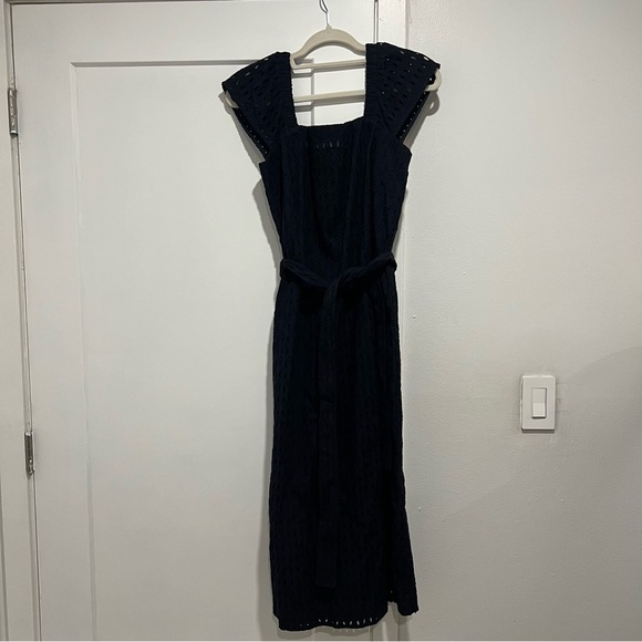 Ann Taylor- Eyelet Square Neck Puff Sleeve Midi Dress - Picture 3 of 7